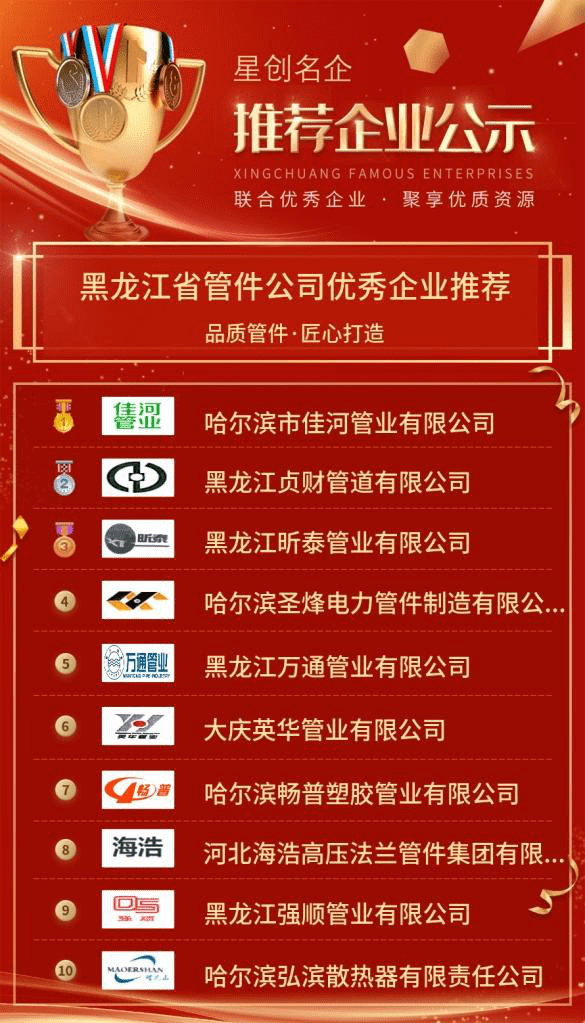 开云 开云体育官网【优秀企业推荐】黑龙江省管件公司优秀企业推荐公示(图2)